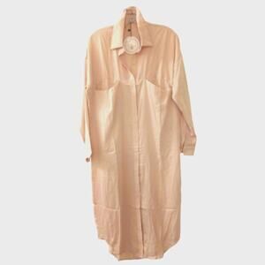 Toby Heart Ginger Long Shirt Dress Sz S PEACH Bohemian Preppy Designer Lagenlook